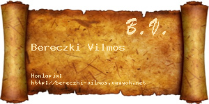 Bereczki Vilmos névjegykártya